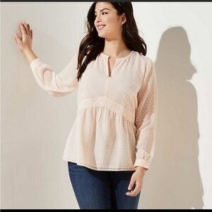 Loft Blush Pink Swiss Dot Peplum Top women’s XS